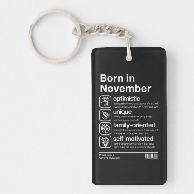 Born In November Personality Key Ring (Front)
