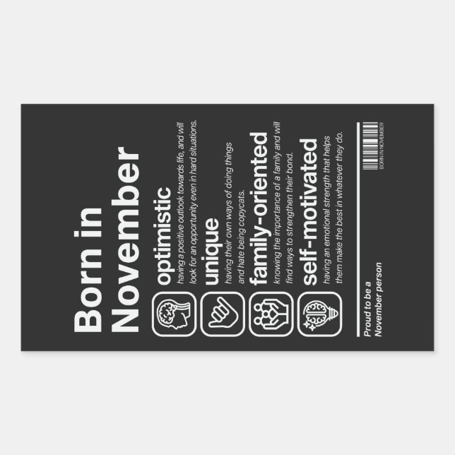 Born In November Personality Rectangular Sticker (Front)