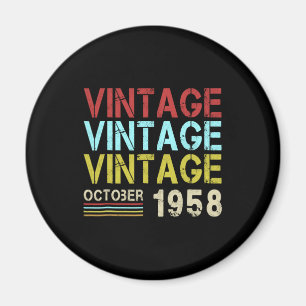 Born In October 1958 Shirt Retro Vintage 60th Birt Magnet