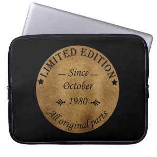 Born in october 1980 vintage birthday gift laptop sleeve