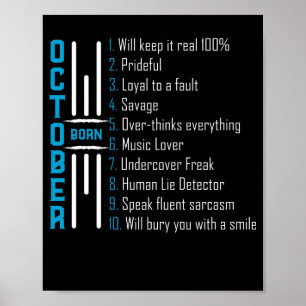 Born In October Birthday Gift Poster