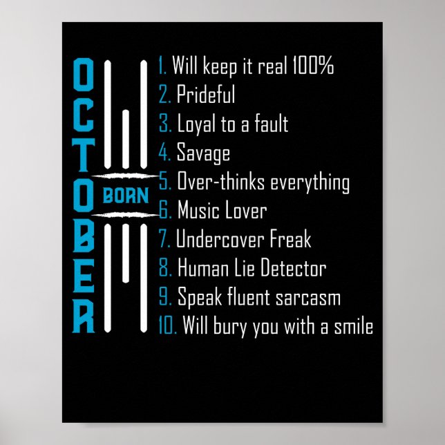 Born In October Birthday Gift Poster (Front)