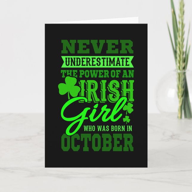 BORN IN OCTOBER Birthday Irish Girl Women Mum Card (Front)