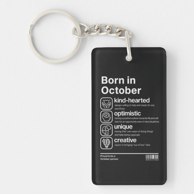 Born In October Personality Key Ring (Front)