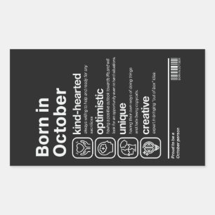 Born In October Personality Rectangular Sticker