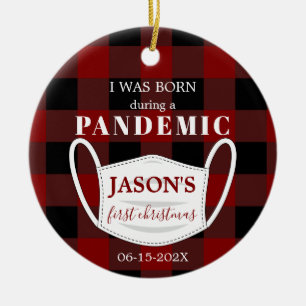 Born in Pandemic FIrst Christmas Baby Photo Ceramic Tree Decoration