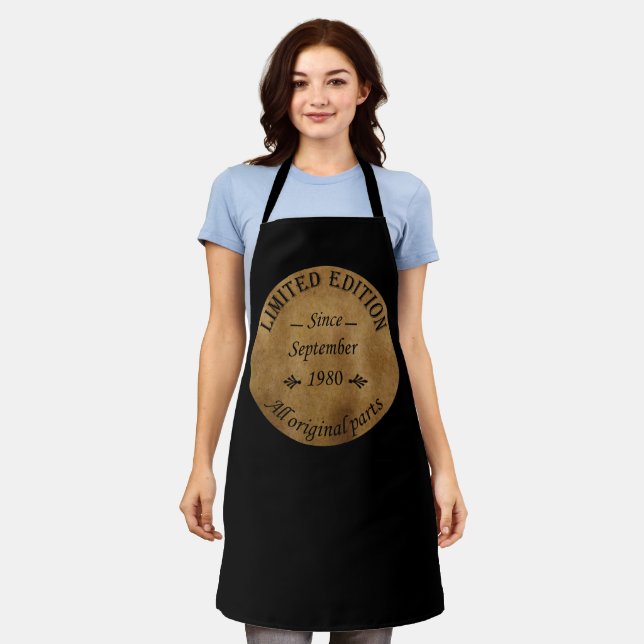 born in september 1980 vintage birthday apron (Worn)