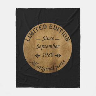 Born in september 1980 vintage birthday gift fleece blanket