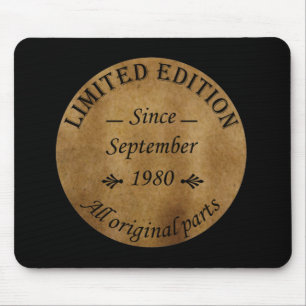 Born in September 1980 Vintage Birthday Gift Mouse Pad