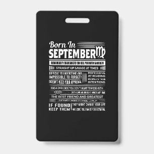 Born in september virgo funny birthday gift ID badge