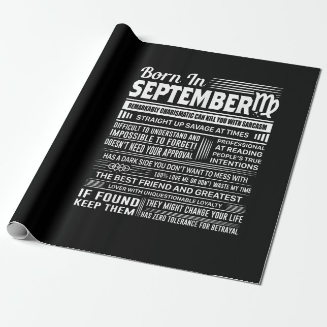Born in september virgo funny birthday gift wrapping paper (Unrolled)