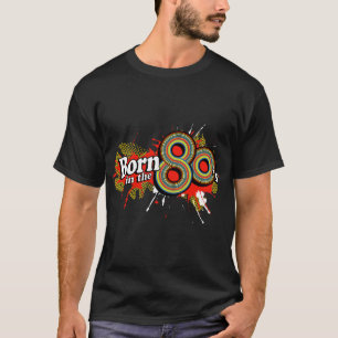 "Born in the 80's" mens multi-colour logo t black T-Shirt
