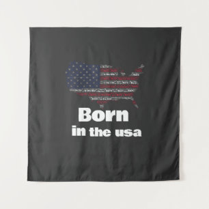 Born in the USA American Flag Map Patriotic T-Shir Tapestry
