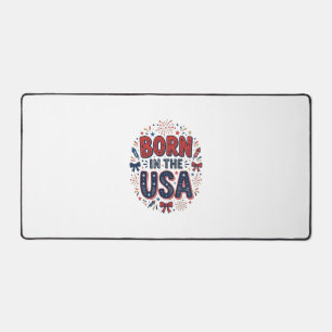 Born in the USA Patriotic Vintage Shirt Design_1 Desk Mat