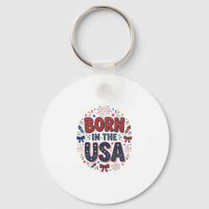 Born in the USA Patriotic Vintage Shirt Design_1 Key Ring