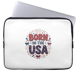 Born in the USA Patriotic Vintage Shirt Design_1 Laptop Sleeve