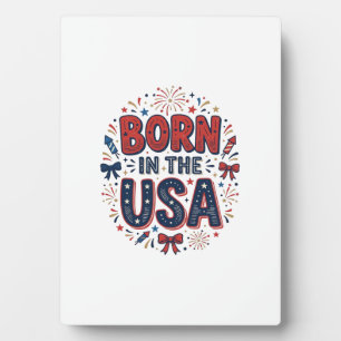Born in the USA Patriotic Vintage Shirt Design_1 Plaque