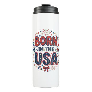 Born in the USA Patriotic Vintage Shirt Design_1 Thermal Tumbler