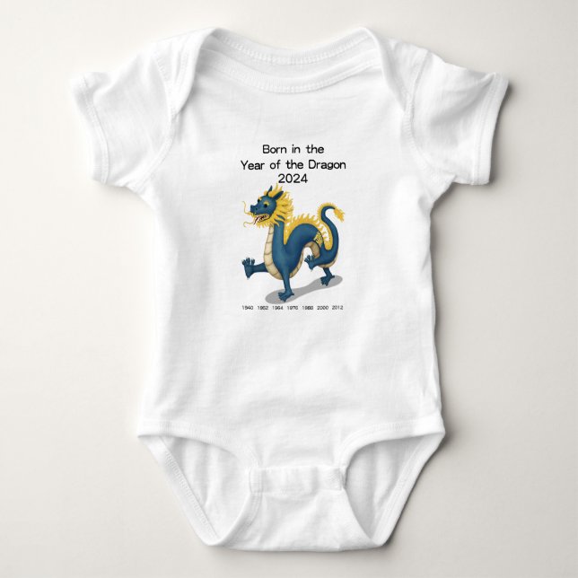Born in the Year of the Dragon 2024 Zodiac Sign Baby Bodysuit (Front)