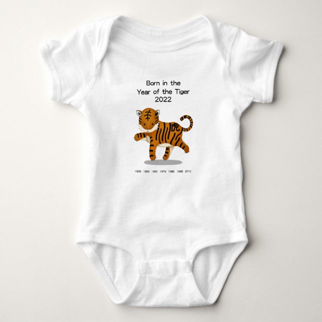 Born in the Year of the Tiger 2022 Zodiac Sign Baby Bodysuit (Front)