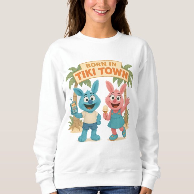 Born in Tiki Town – Snibbi & Snibbo Cartoon Shirt (Front)