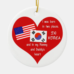 Born in Two Places - Korean adoption Keepsake Ceramic Tree Decoration