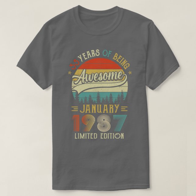 Born January 1987 35th Birthday Made In 1987 35 Ye T-Shirt (Design Front)
