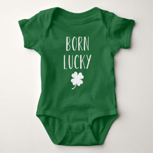 Born Lucky   Cute St. Patrick's Day Baby Bodysuit
