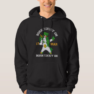 Born Lucky On 17 Mar St Patrick Day Unicorn Hoodie