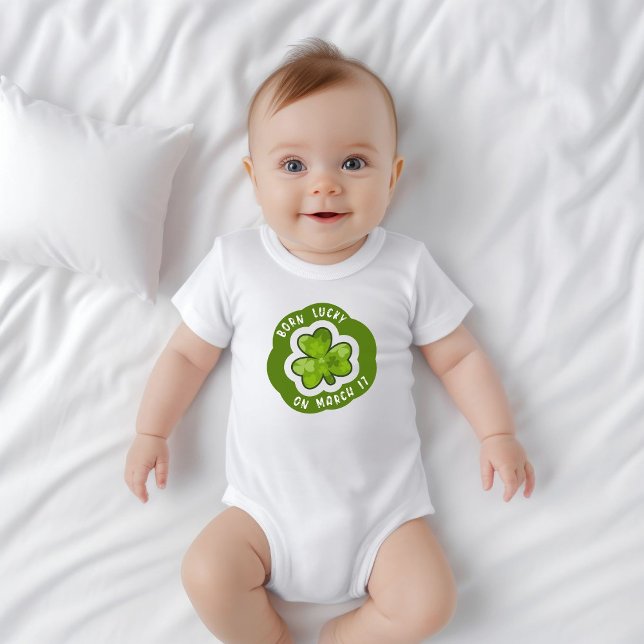Born Lucky on St Patrick's Day Baby Bodysuit (Creator Uploaded)
