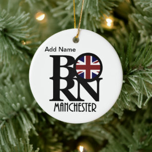 BORN Manchester England Customisable Ceramic Tree Decoration