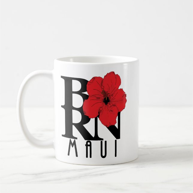 BORN Maui Red Hibiscus 11oz Coffee Mug (Left)