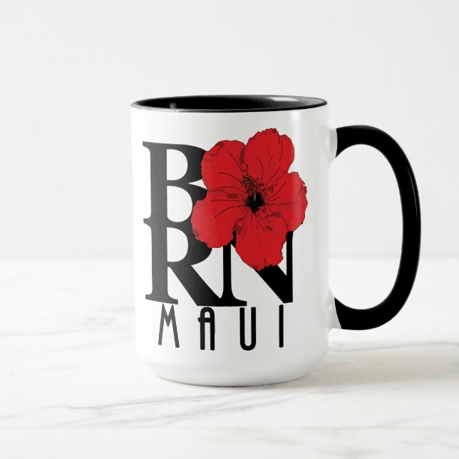BORN Maui Red Hibiscus 15oz Mug (Right)