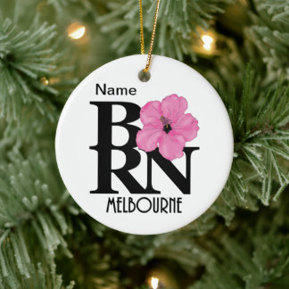BORN Melbourne Pink Hibiscus Ceramic Tree Decoration