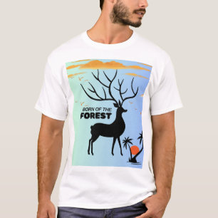 Born of the Forest – Mystic Deer Silhouette Nature T-Shirt