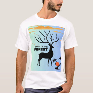 Born of the Forest – Mystic Deer Silhouette Nature T-Shirt
