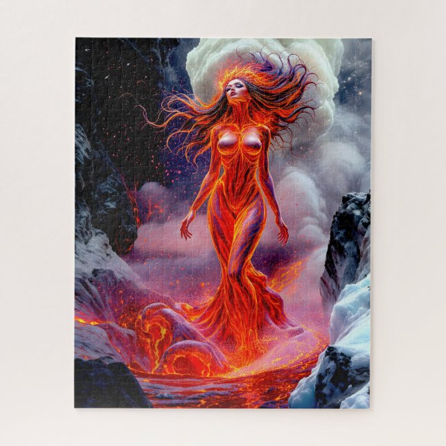 “Born of the Inferno” – Volcanic Woman Portrait Jigsaw Puzzle (Vertical)