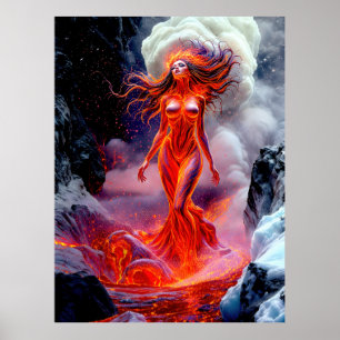 “Born of the Inferno” – Volcanic Woman Portrait Poster