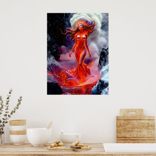 “Born of the Inferno” – Volcanic Woman Portrait Poster