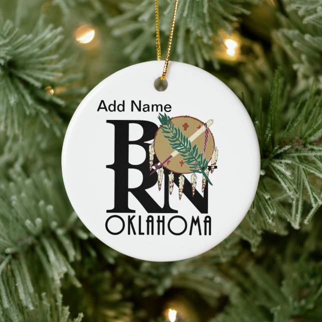 BORN Oklahoma Customisable Ceramic Tree Decoration (Tree)