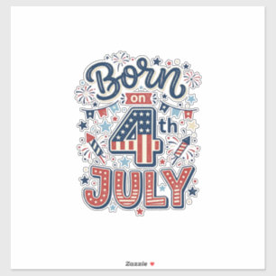 Born on 4th of July Patriotic Kids Shirt Design_1