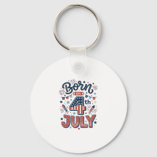Born on 4th of July Patriotic Kids Shirt Design_1 Key Ring
