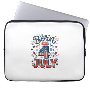 Born on 4th of July Patriotic Kids Shirt Design_1 Laptop Sleeve