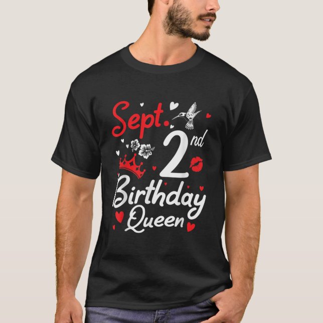 Born On September 2nd Happy Birthday Queen Nana M T-Shirt (Front)