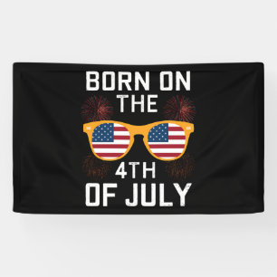 Born On The 4th Of July Birthday Sunglasses USA Banner
