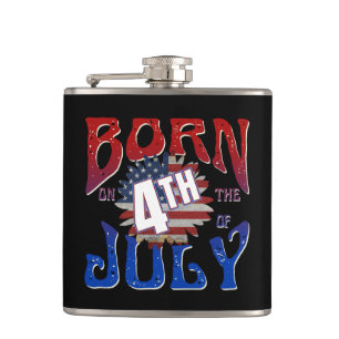 BORN ON THE 4TH OF JULY TRUCKER HAT HIP FLASK