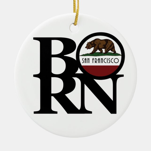 BORN San Francisco CA Ceramic Tree Decoration (Front)