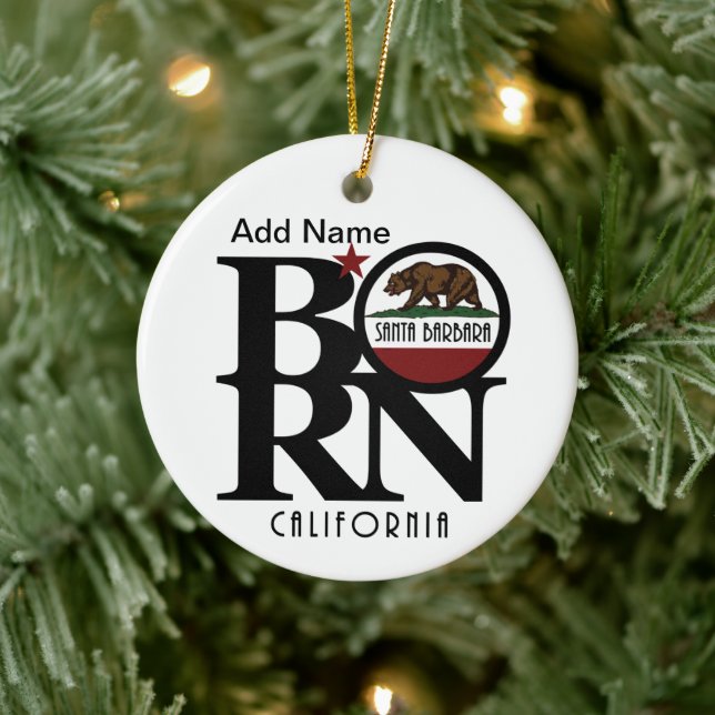 BORN Santa Barbara California Custumizable Ceramic Tree Decoration (Tree)