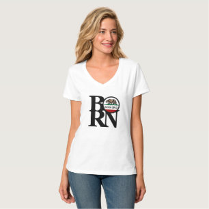 BORN Santa Cruz Womens White V Neck T-Shirt