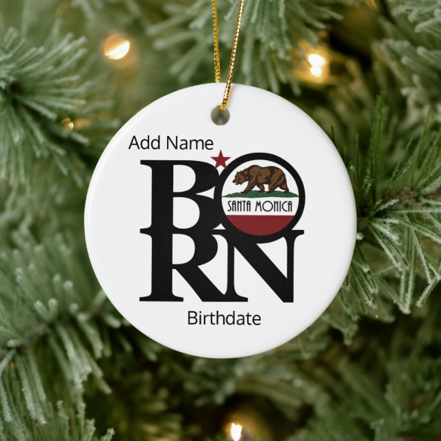 BORN Santa Monica California Customizable Ceramic Tree Decoration (Tree)